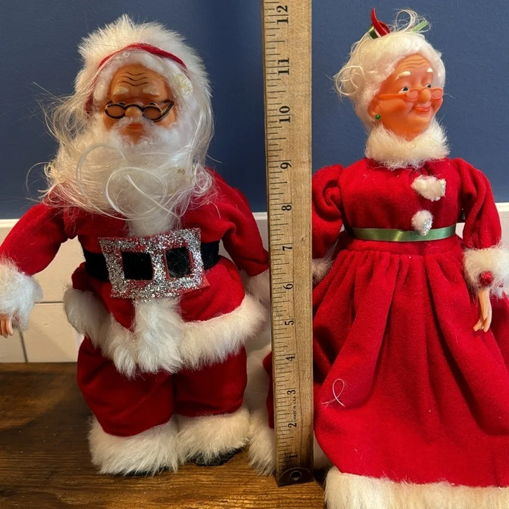 Vintage Santa & Mrs Claus Figurines Christmas Handmade Made Of Soap Bottles